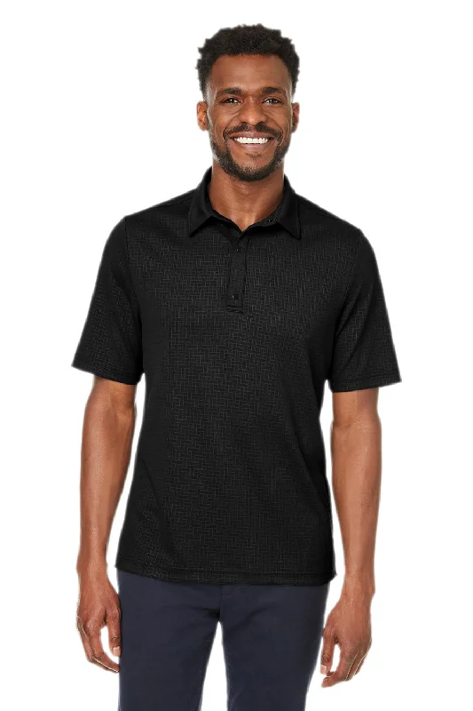 North End Mens Replay Recycled Moisture Wicking Short Sleeve Polo Shirt - Black