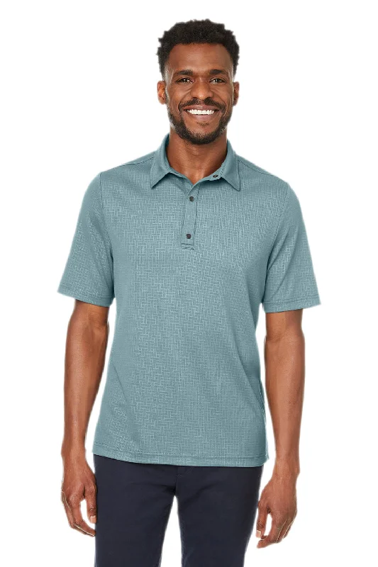 North End Mens Replay Recycled Moisture Wicking Short Sleeve Polo Shirt - Opal Blue