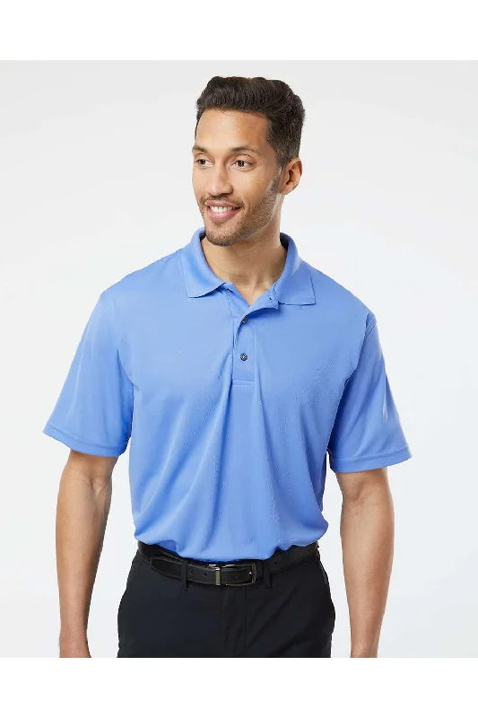 Paragon Mens Saratoga Performance Moisture Wicking Mini Mesh Short Sleeve Polo Shirt - Bimini Blue