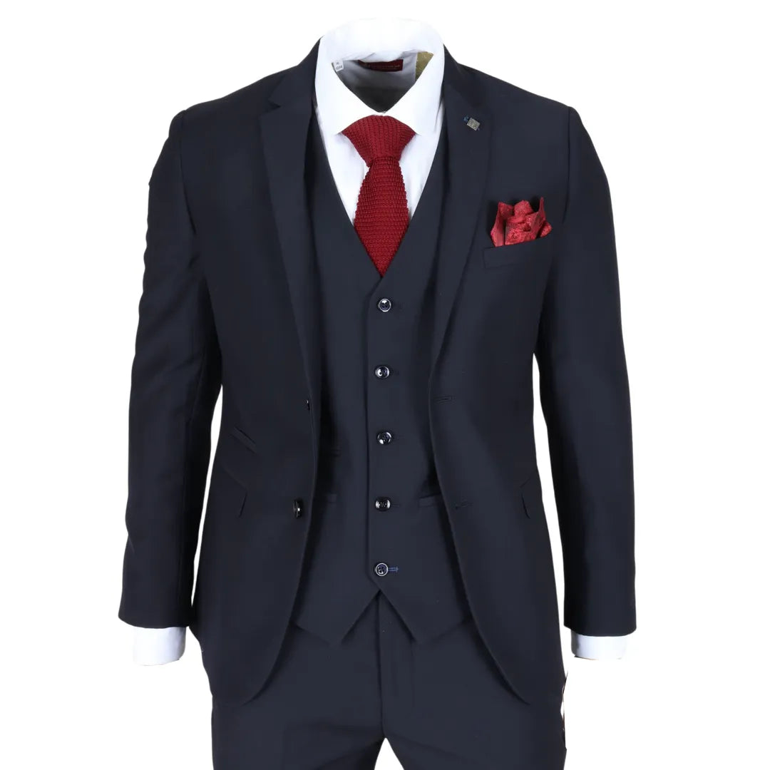 Parker - Men's Navy 3 Piece Tailored Fit Wedding Suit