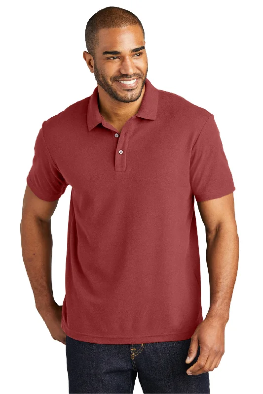 Port Authority Mens C-FREE Pique Short Sleeve Polo Shirt - Garnet Red