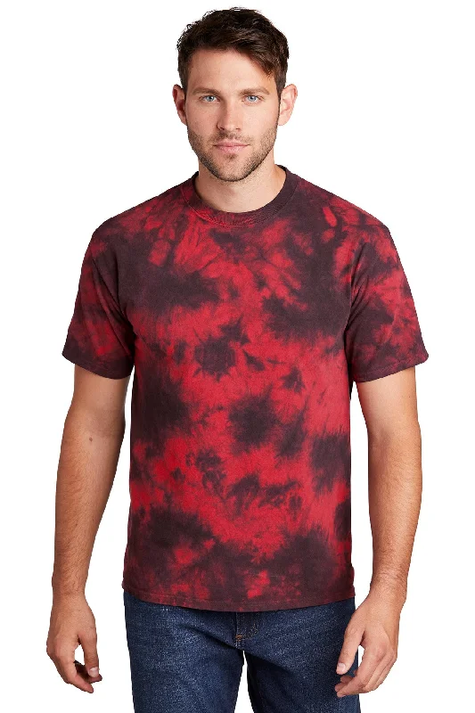 Port & Company Crystal Tie-Dye Branded Tee's, Black/ Red