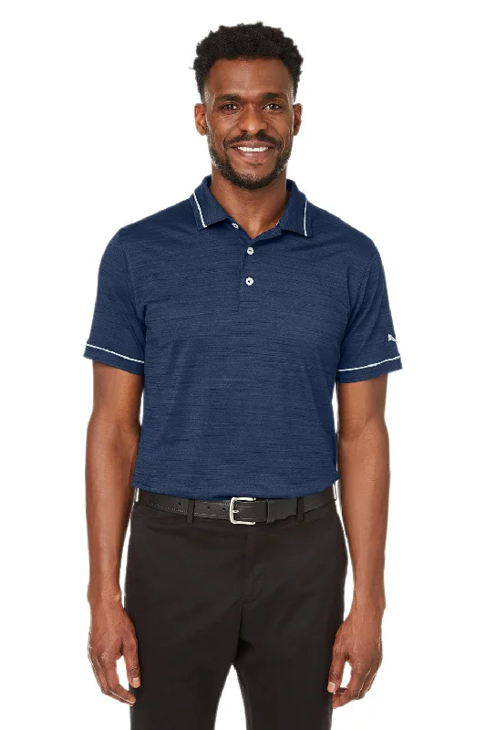 Puma Mens Cloudspun Monarch Moisture Wicking Short Sleeve Polo Shirt - Heather Navy Blue/High Rise Grey