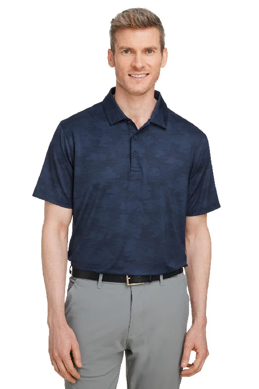 Puma Mens Volition Moisture Wicking Camo Short Sleeve Polo Shirt - Navy Blue