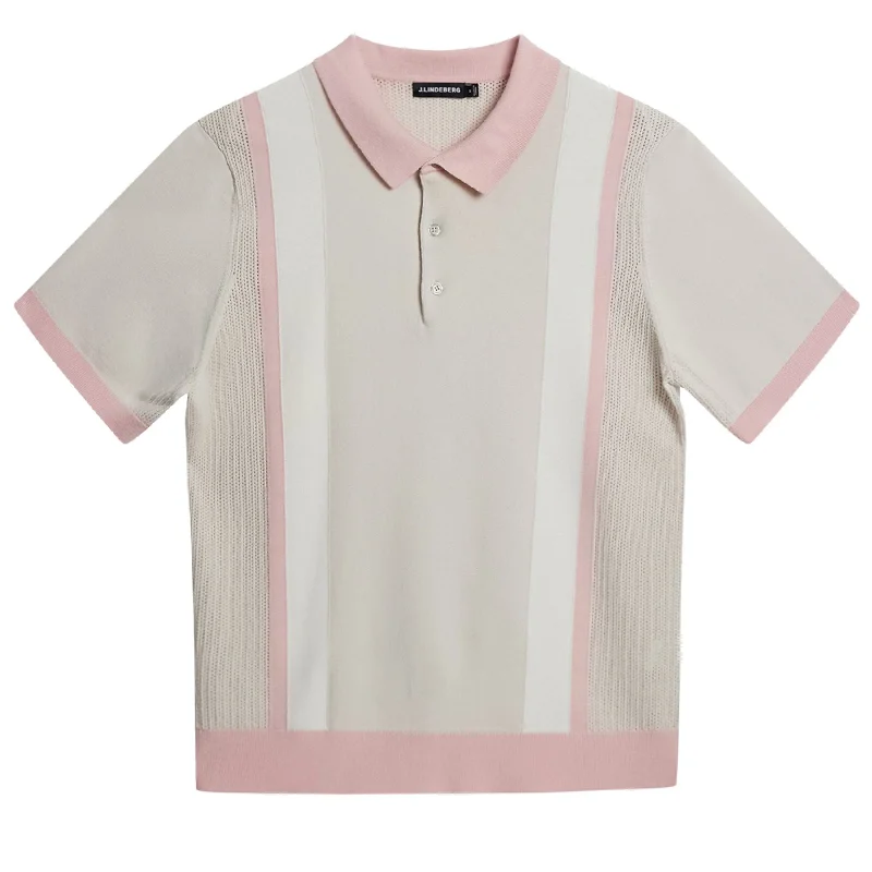 Reymond Regular Fit Knitted Stripe Polo Moonbeam - SS24