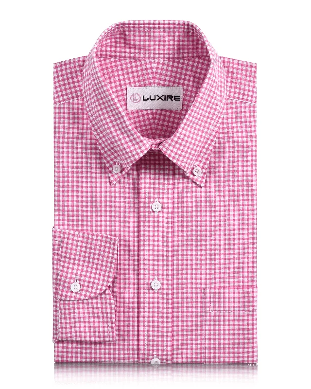 Pink White Gingham Check Shirt