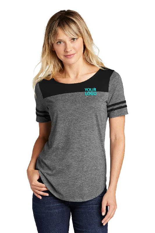 Sport-Tek Ladies PosiCharge Branded Tri-Blend Wicking Fan Tee's, Black TriadSolid/ Dark Grey Heather