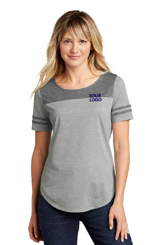 Sport-Tek Ladies PosiCharge Branded Tri-Blend Wicking Fan Tee's, Dark GreyHeather/ Light Grey Heather