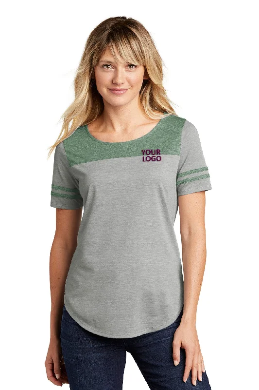 Sport-Tek Ladies PosiCharge Branded Tri-Blend Wicking Fan Tee's, Forest Heather/Light Grey Heather