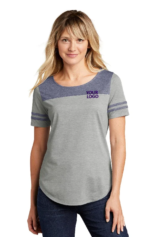 Sport-Tek Ladies PosiCharge Custom Tri-Blend Wicking Fan Tee's, TRUE NavyHeather/ Light Grey Heather