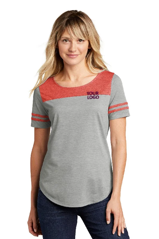 Sport-Tek Ladies PosiCharge Custom Tri-Blend Wicking Fan Tee's, TRUE RedHeather/ Light Grey Heather