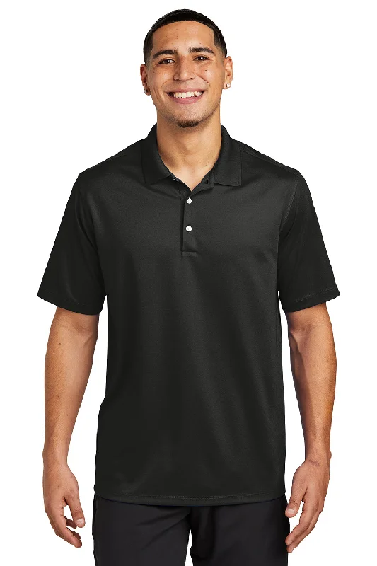 Sport-Tek Mens Moisture Wicking Micropique Short Sleeve Polo Shirt - Black