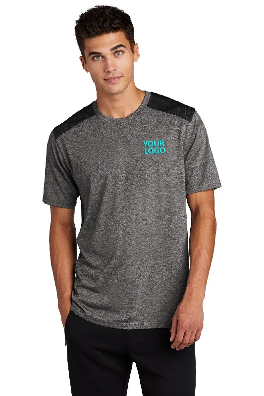 Sport-Tek PosiCharge Tri-Blend Custom Wicking Draft Tee's, Black/ DarkGrey Heather