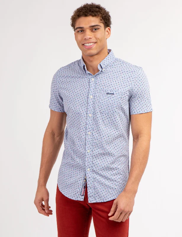 STAR PRINT POPLIN SHORT SLEEVE SHIRT WITH POCKET