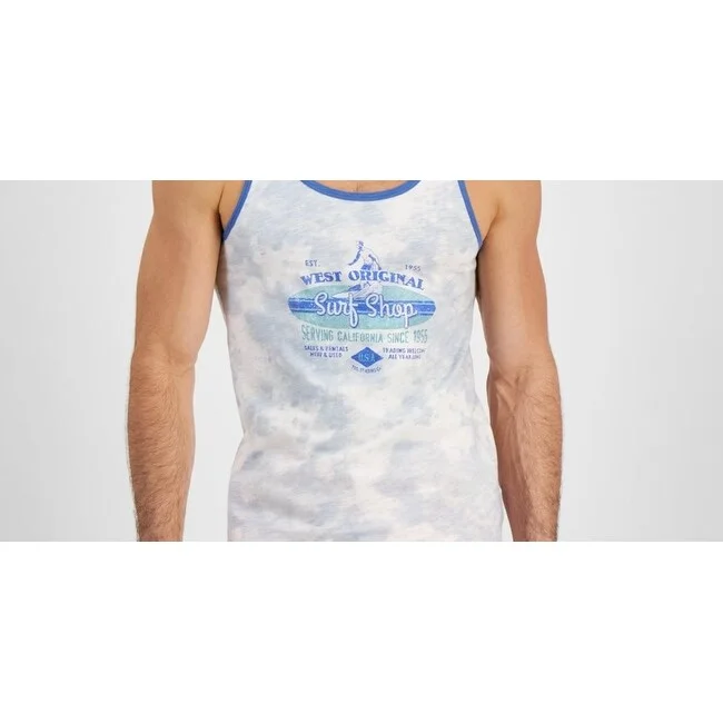 Sun + Stone Men's Surf Shop Regular Fit Graphic Tank Blue Size Medium