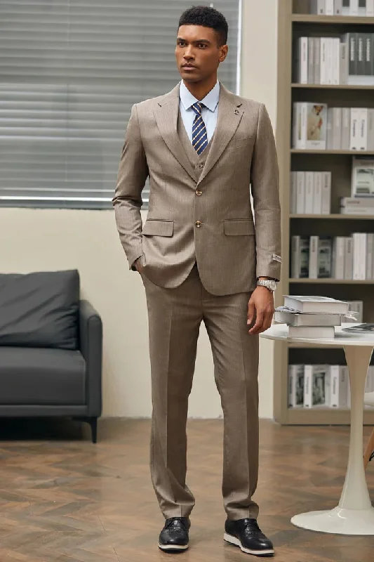 Tan Suits For Wedding - Tan Groomsmen Suits - Tan Single Breasted Tuxedo