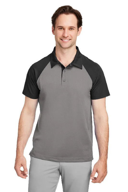 Team 365 Mens Command Colorblock Moisture Wicking Short Sleeve Polo Shirt - Graphite Grey/Black