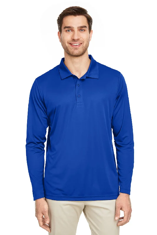 Team 365 Mens Zone Sonic Moisture Wicking Long Sleeve Polo Shirt - Royal Blue