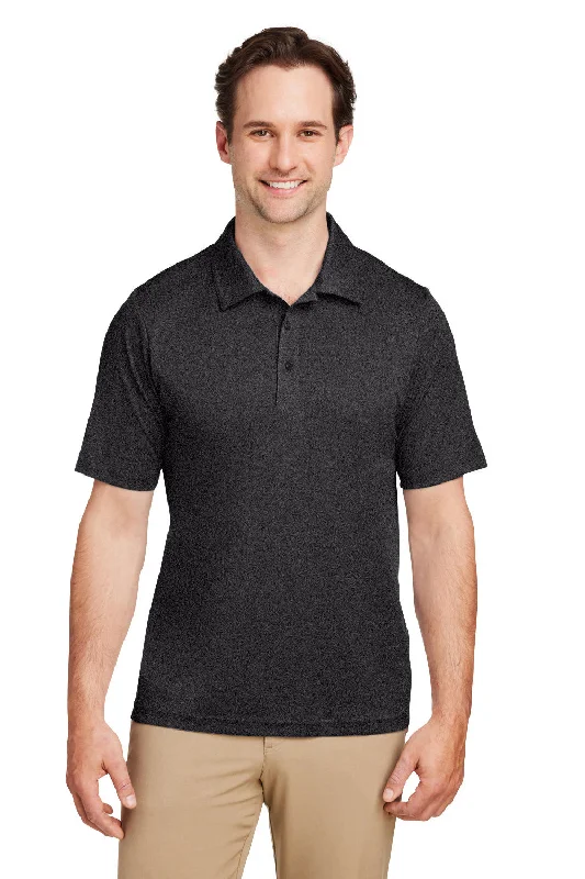 Team 365 Mens Zone Sonic Moisture Wicking Short Sleeve Polo Shirt - Heather Black