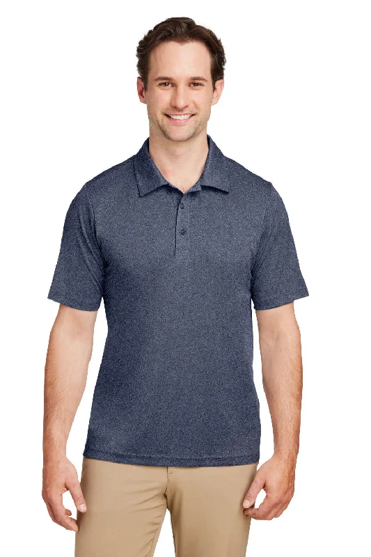 Team 365 Mens Zone Sonic Moisture Wicking Short Sleeve Polo Shirt - Heather Dark Navy Blue