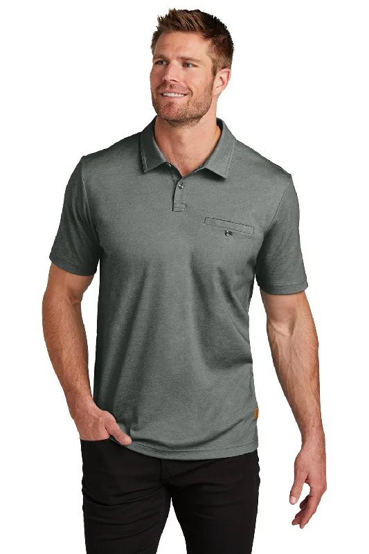 TravisMathew Mens Sunsetters Moisture Wicking Short Sleeve Polo Shirt w/ Pocket - Heather Black