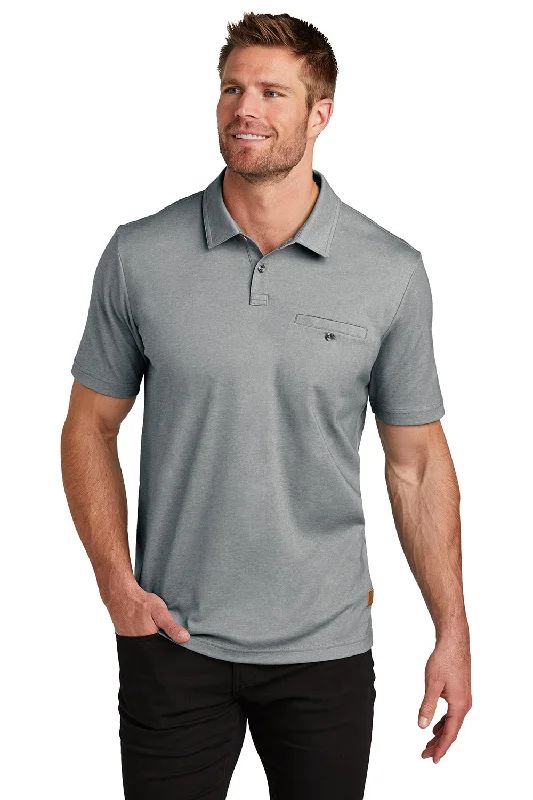 TravisMathew Mens Sunsetters Moisture Wicking Short Sleeve Polo Shirt w/ Pocket - Heather Grey