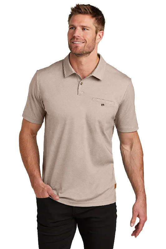 TravisMathew Mens Sunsetters Moisture Wicking Short Sleeve Polo Shirt w/ Pocket - Heather Portabella