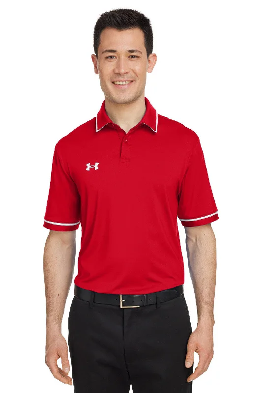 Under Armour Mens Teams Performance Moisture Wicking Short Sleeve Polo Shirt - Red