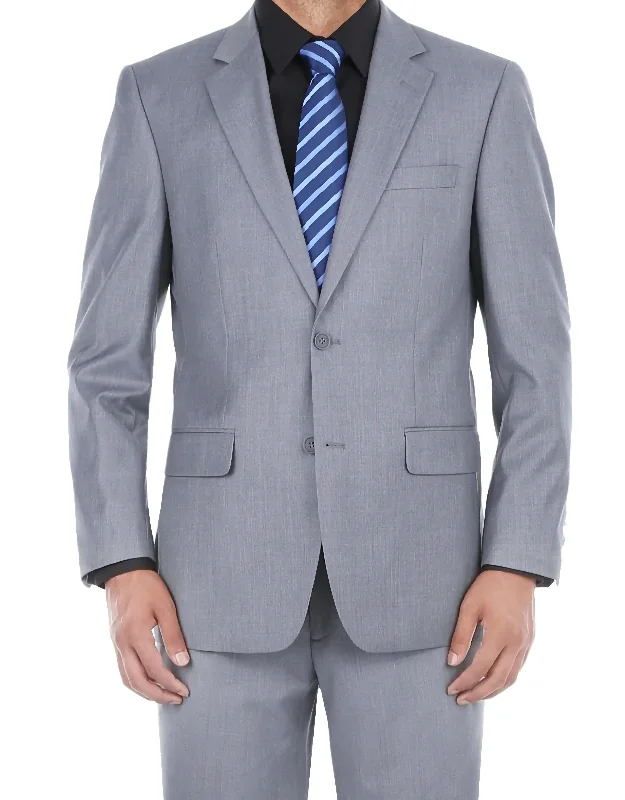 Vanderbilt Collection - Classic 2 Piece Suit 2 Buttons Regular Fit In Gray