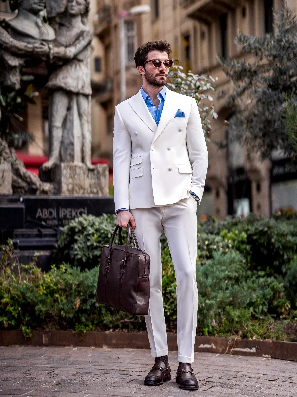 White Double Breasted Suit 2-Piece