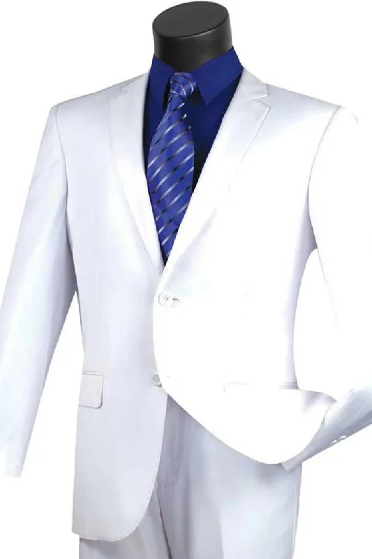 White Wedding Suit For Men - Perfect For Groom -Mens Basic 2 Button Modern Fit Suit In White