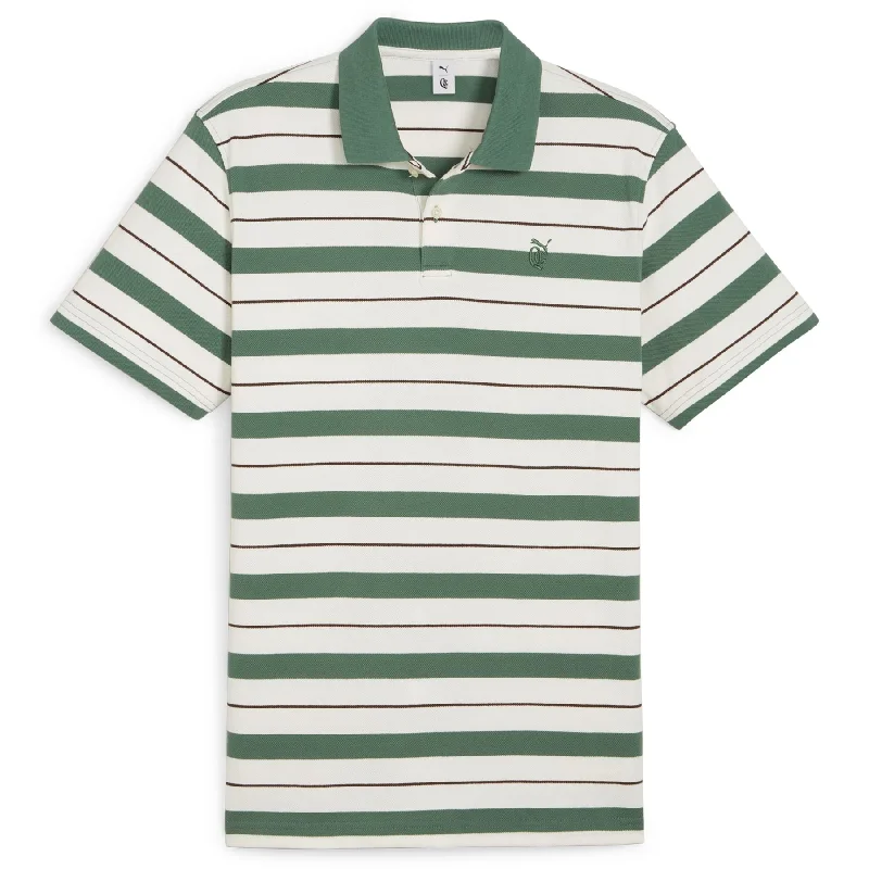 X QGC Sunday Stripe Polo Warm White/Deep Forest - SS24