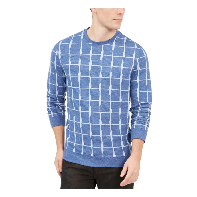 Alfani Men's Textured Grid Pullover Jacquard Blue Size Medium