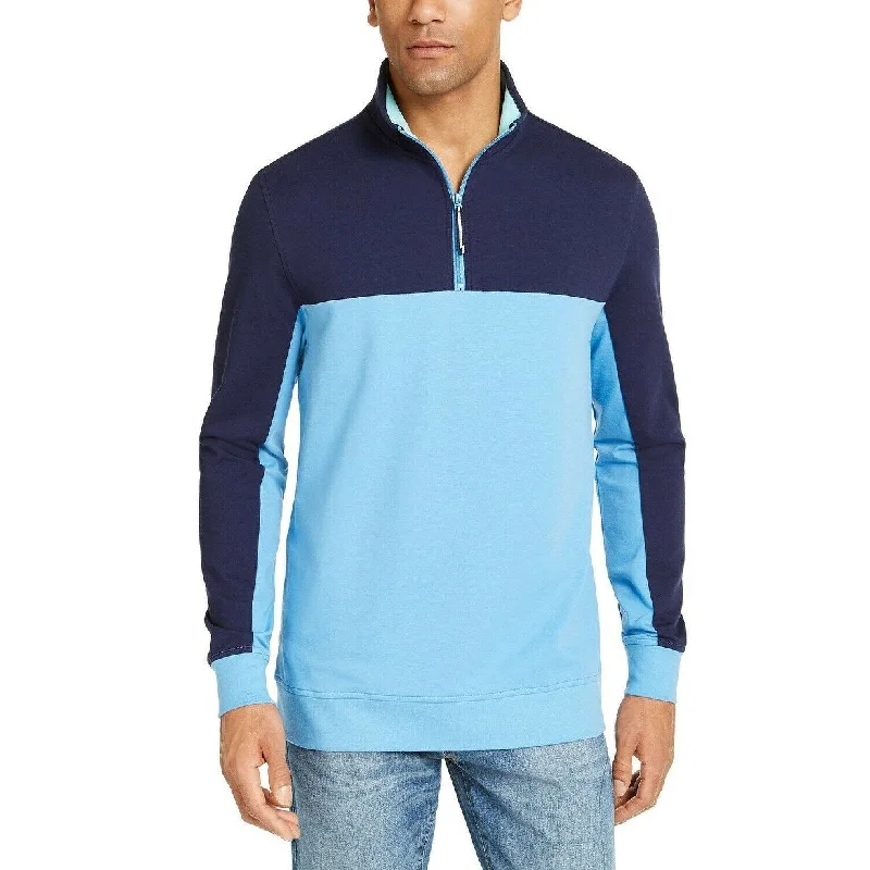 Club Room Men's Regular-Fit Colorblocked 1/4-Zip Sweatshirt Blue Size XX-Large