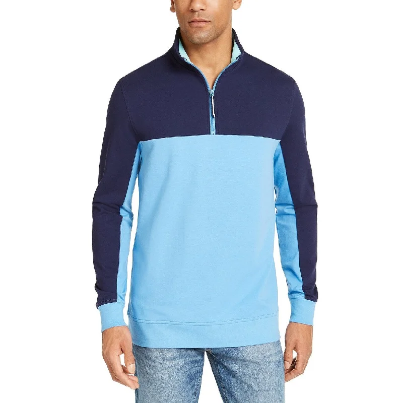 Club Room Men's Regular-Fit Colorblocked 1/4-Zip Sweatshirt Dark Blue Size Small