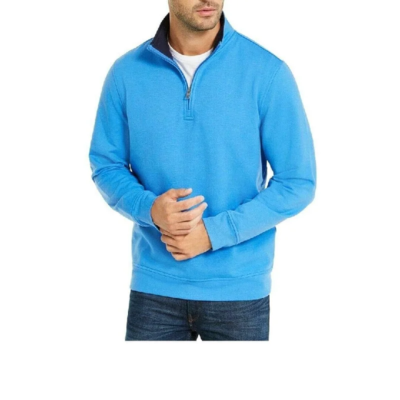 Club Room Men's Stretch 1/4-Zip Fleece Sweatshirt Med Blue Size 2 Extra Large - XXL