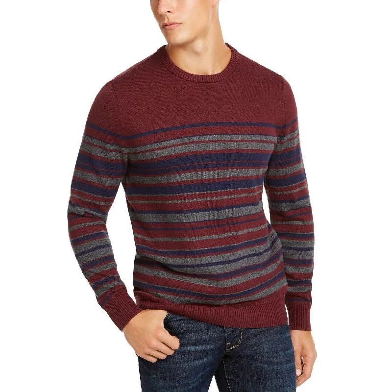 Club Room Men's Stripe Cotton Sweater Red Size XX-Large