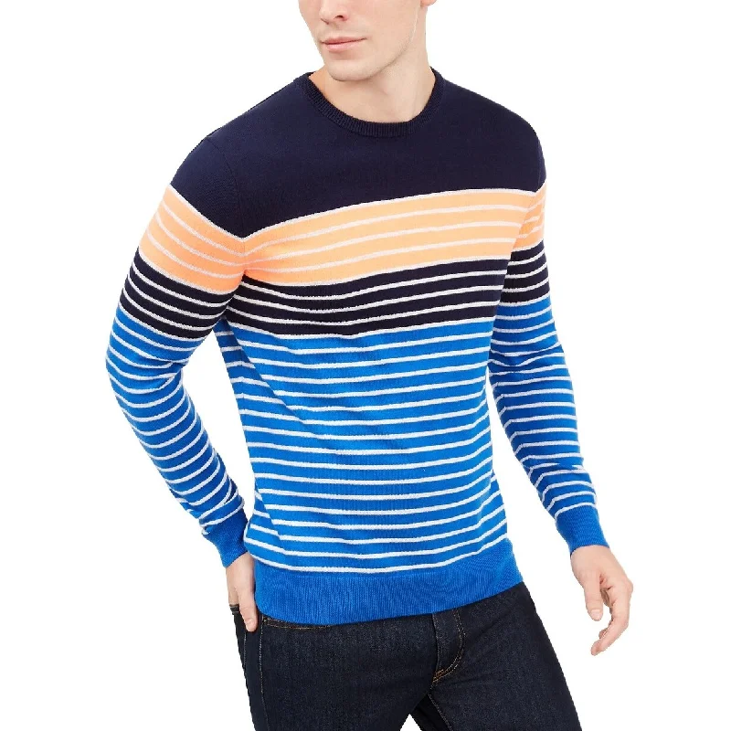 Club Room Men's Striped Crewneck Sweater Cosmic Crunch Size Extra Large