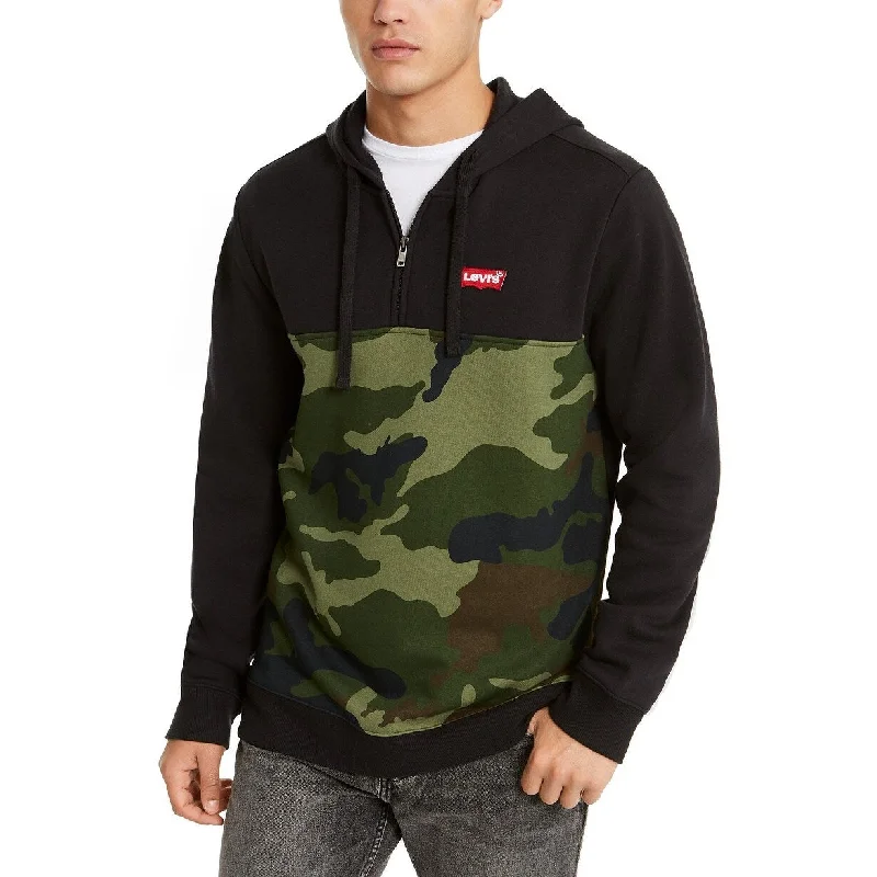 Levi's Men's Patrick Camo Block Quarter-Zip Hoodie Green Size Large