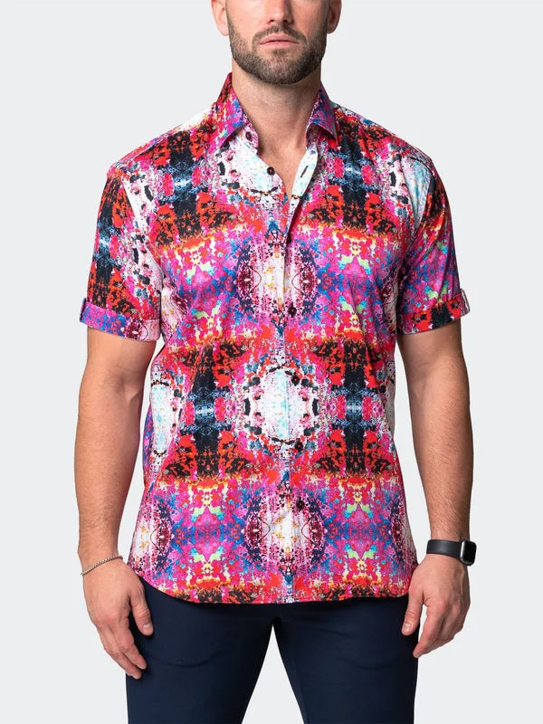 Cool Hoodies Maceoo Stretch Short-Sleeve Shirt | Galileo Verve Red