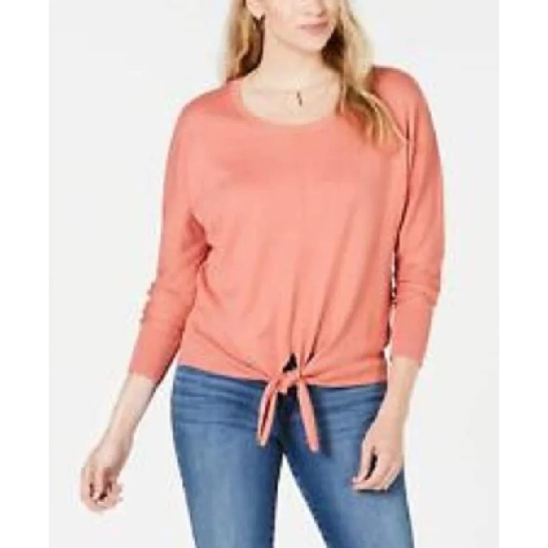 Style & Co Women's Petite Tie-Front Sweater Med Orange Size Medium - Petite Medium