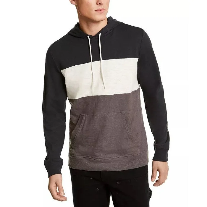 Sun + Stone Men's Colorblocked Hoodie Black Size X-Large