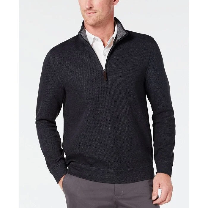 Tasso Elba Men's 1/4-Zip Sweater Black Size 3 Extra Large